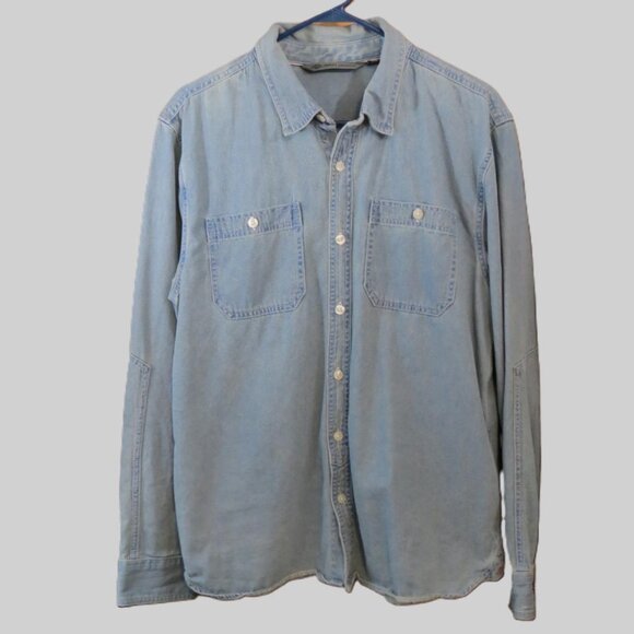 Harley Davidson Garage Men's Shirt Jean Button Long Sleeve Size Slim Large - Picture 2 of 12